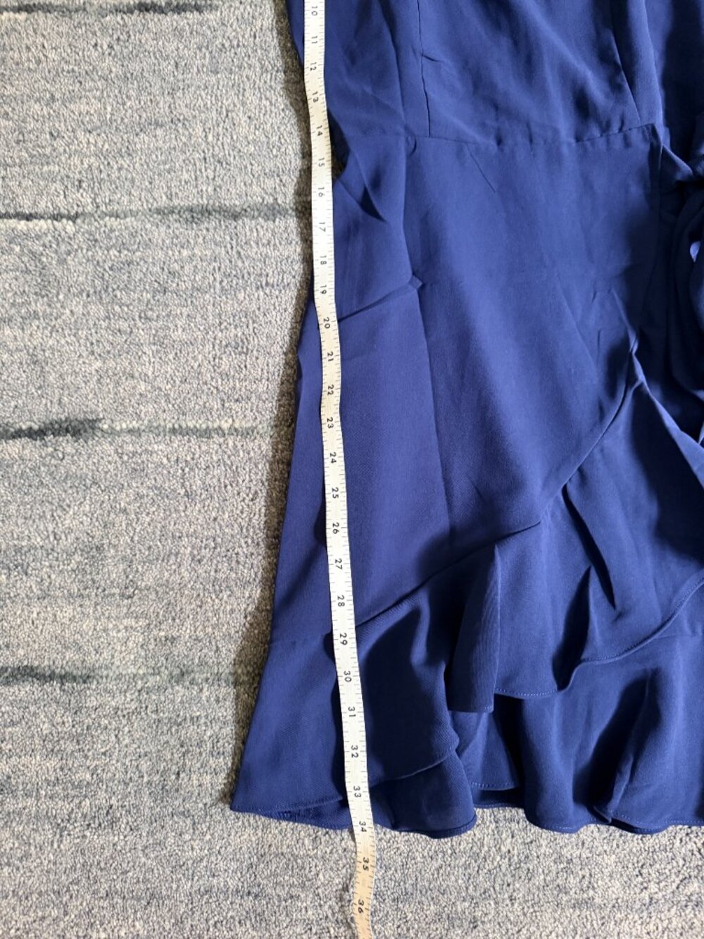 Navy Ruffle Wrap-Style Mini Dress — Size S - Picture 6 of 13